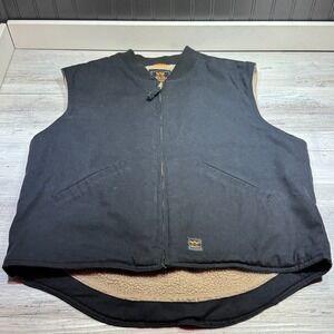 Walls Black Cotton Duck Canvas Sherpa Lined Vest Men's Sz XL Workwear Full Zip